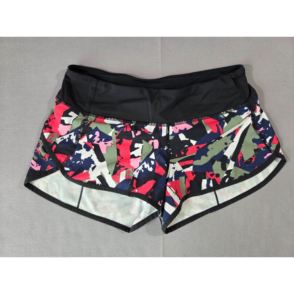 Lululemon Shorts Womens 4 Black Red Run Speed Short Lined‎ Active Gym Stretch